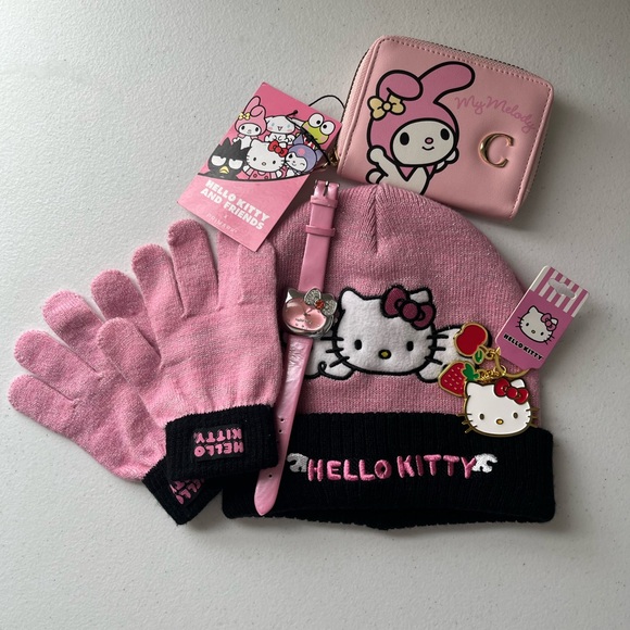 Hello Kitty Other - Hello Kitty Pink Accessory Bundle | Beanie, Gloves, Wallet, Watch & Keychain